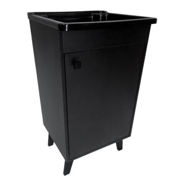 Imagem de Gabinete MDF Preto 46cm Com Tanque Plástico 26 Litros Pé Retrô