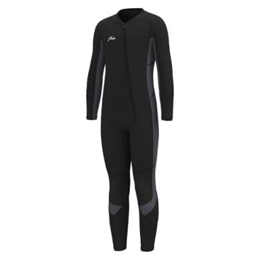 Imagem de Hevto Roupa de mergulho infantil para meninos e meninas tamanho 12 crianças jovens 3/2 mm neoprene completo maiô térmico com zíper frontal para nadar em água fria (K3-cinza, 12)