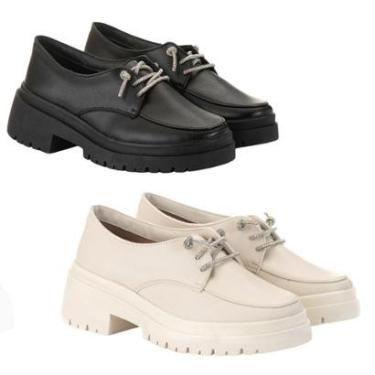 Imagem de Kit 2 Sapato Mocassim Oxford Feminino Moda Brilho Estilo Shoes Cor:;Tamanho:39;Gênero:Mulher-Feminino