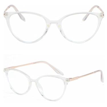 Imagem de Óculos de armação Feminino TR90 Estilo Gatinho Leve e Confortável Transparente