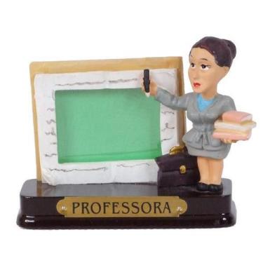Imagem de Boneco Profissional Professora c/Porta Foto Decoração 8cm - Zona Livre