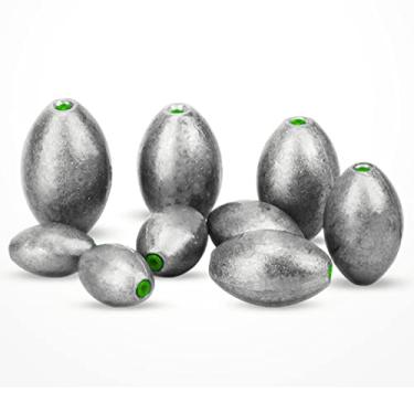 Imagem de AMYSPORTS Kit de Pesos de Pesca de Chumbo de Ovo, Pesos de Baixo, Equipamento de Chumbada, Conjunto de Chumbadas de Pesca de Fundição de Água Salgada, Oval, Água Doce, 20 Peças, 1/8 Oz