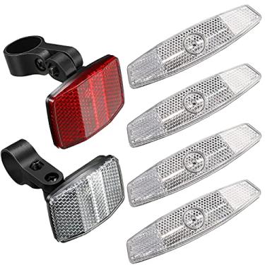 Imagem de Maitys 6 peças Kit de refletores dianteiros e traseiros de bicicleta refletores de luz de bicicleta refletores de aviso de segurança de bicicleta acessórios de ciclismo para guidão e ciclismo noturno (branco/vermelho)