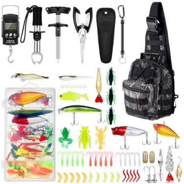 Imagem de Sosation Kit de ferramentas de pesca com 134 peças, kit de alicate de pesca, equipamento e equipamento de pesca, inclui removedor de anzol, iscas de pesca, pegador labial, balança de peso de peixe