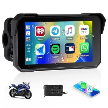 Imagem de GOHHDL Tela Carplay Para Motocicleta, Carplay Portátil Sem Fio/Android Auto Para Motocicleta, Rádio Portátil Ips À Prova D'Água De 5 Polegadas Com Tela Gps Para Motocicleta Com Bluetooth, Porta Tf