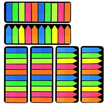 Imagem de 2400 peças de marcadores de página neon adesivos, marcadores de índice colorido, marcadores de aba de índice, adesivos fluorescentes para livros, 12 conjuntos 2 designs da COLOGO