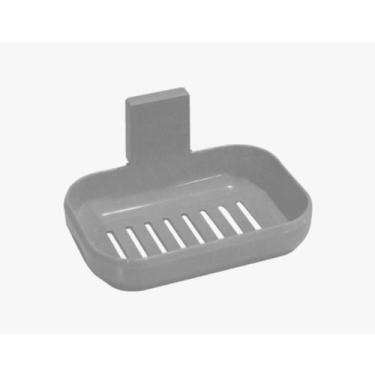 Imagem de Saboneteira Com Suporte De Parede Adesivo Prático Cinza - Pra vc