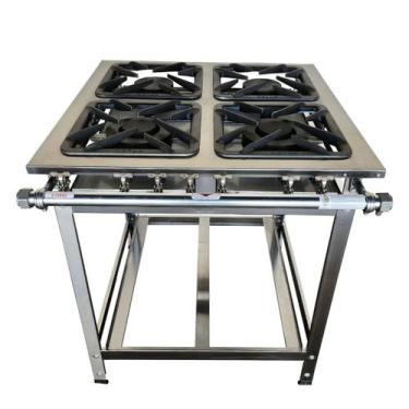 Imagem de Fogão Industrial Gold 4 Bocas 2QS 2QD Baixa Pressão Perfil 7 Inox 430 