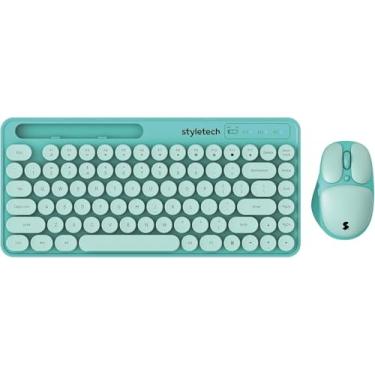 Imagem de styletech MK520 Pacote de teclado e mouse pastel sem fio - Mint - compatível com PC