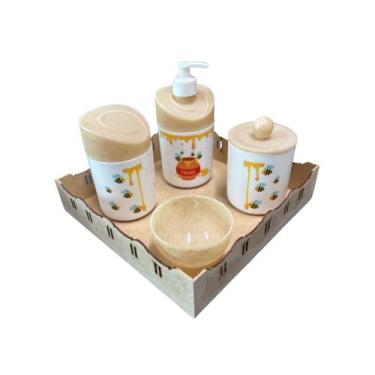 Imagem de Kit Higiene Abelhinha III Baby C/bandeja Nuvem E Quadrada Mdf - Dóia K