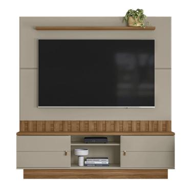 Imagem de Home Painel Florianopolis Ripado Para Tv Até 70 Polegadas Grigio Amendoa