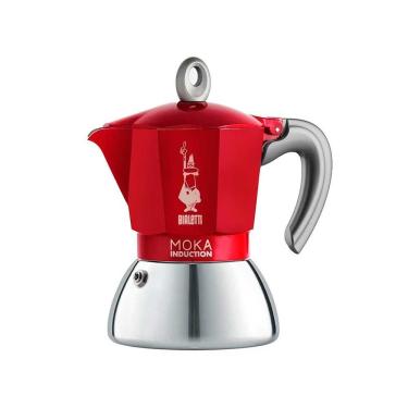 Imagem de Cafeteira Italiana Bialetti Moka Induction Em Alumínio 4 Xíc Vermelho