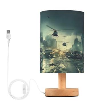 Imagem de Joisal Apocalypse Helicóptero City Bed Side Lamp, Lâmpadas de Mesa Pequenas Abajur Amigável para os Olhos Lâmpada de Quarto Pequeno, Reforma da Casa