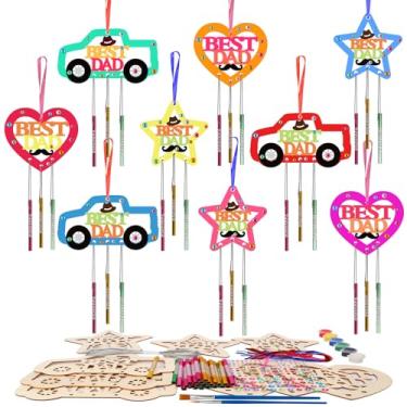 Imagem de Fennoral Kit Com 9 Sinos De Vento Para Crianças, Faça Você Mesmo, Artesanato O Dia Dos Pais, Colorir, Arte E Madeira Atividade Artística, Decoração Aniversário Pai, Presentes Filha Filho