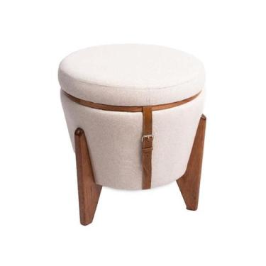 Imagem de Puff Multiuso Apolo Bege Marfim e Imbuia - House Deccor