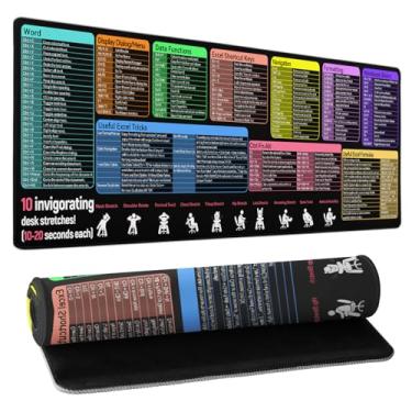 Imagem de Tapete de mesa Excel com teclas de atalho Excel 80 x 31,8 cm estendido grande para jogos tapete de mesa PC escritório planilha teclado tapete com bordas costuradas antiderrapantes acessórios de mesa