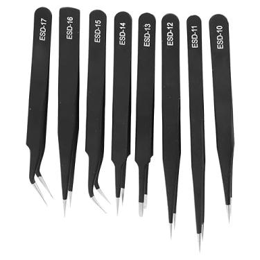 Imagem de 8pcs Tweezers Aço Inoxidável Inclinação de Precisão Profissional ESD-10-17
