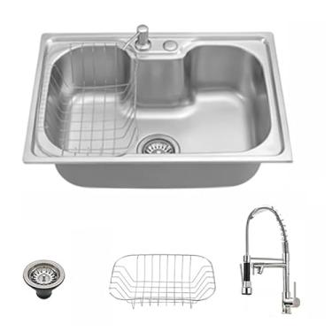 Imagem de Kit Cuba Gourmet Cozinha Aço Inox 60x42cm E Torneira Gourmet(Equipado com torneira 60CM)