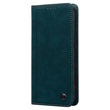 Imagem de LYJSMGZ Capa flip para iPhone 16E, homens e mulheres carteira de couro fosco fecho magnético capa de telefone fólio TPU à prova de choque capa macia, verde, 16E