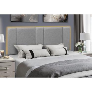 Imagem de Cabeceira de Cama com LED Queen 160x60cm Linho Cinza