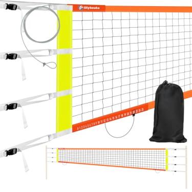 Imagem de Olybeaka Rede De Vôlei Profissional Com Cabo Aço Aeronáutico, Design Pontuação - Anti-Uv E Resistente Para Áreas Externas, Quintais, Piscinas, Pátios Escolares, Praia, Bolsa Armazenamento Portátil 3