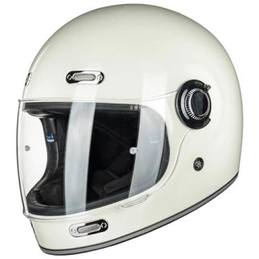 Imagem de ILM Capacete De Motocicleta Integral Retrô Para Adultos Com Viseira, Capacetes Vintage, Cruisers, Scooters, Ciclomotores, Compatível Pinlock, Modelo Dot Z503 (Branco, Pequeno)