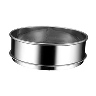 Imagem de WeiLaiKeQi Peneira de farinha de aço inoxidável, redonda para assar, utensílios de cozinha criativos profissionais, ferramenta de cozinha para presente, peneira, 20cm