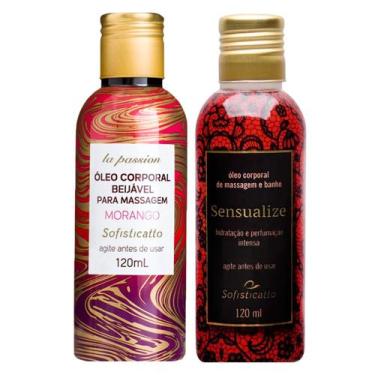 Imagem de Kit Massagem Corporal Sensual: Óleo Morango + Óleo Sensualize - Sofist