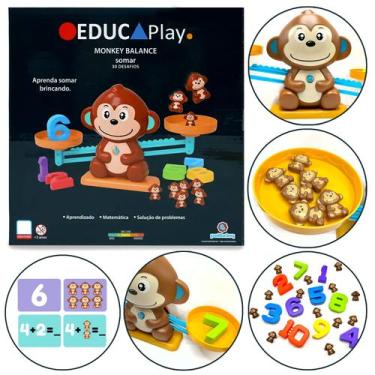 Imagem de Jogo Infantil Brinquedo Educativo Matemática Balança Macaco - Polibrin