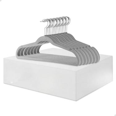 Imagem de Kit Cabides Veludo Para Roupas Adulto 30 Unidades (Cinza)