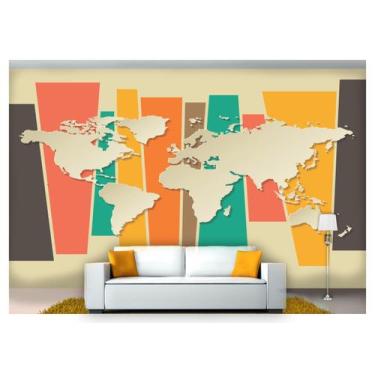 Imagem de Papel De Parede Mapa Mundi Retrô Vintage Nmu07 3M² - Você Decora