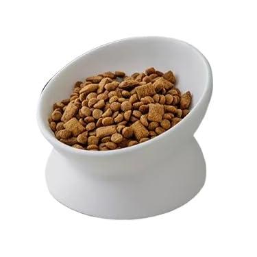 Imagem de Comedouro para Gatos de Cerâmica Elevado Ergonômico (Comedouro Branco)