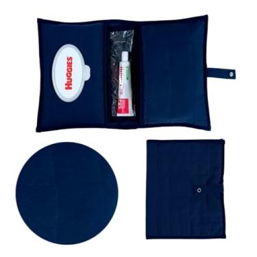 Imagem de Porta Fraldas Lenço Umidecido Pomada Portátil Para Bebê Menina Menino Feminino Masculino (Azul Marinho)