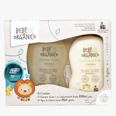 Imagem de Kit Banho Suave Camomila Bebê Orgânico: Shampoo + Condicionador (200ml cada) e Água de Colônia (30ml)
