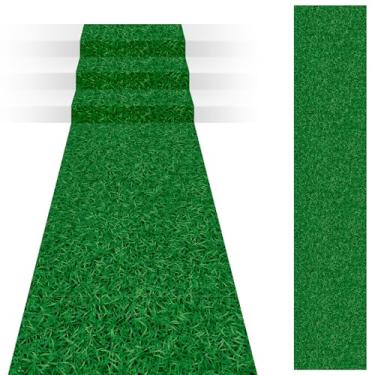 Imagem de Timgle Tapete de plástico vermelho descartável para festa, cinema, noite, tapete vermelho com estrela dourada para escadas, aniversário, casamento, decoração de formatura (grama, 1 x 5 m)