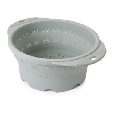 Imagem de Dexas Escorredor de silicone dobrável de 25,4 cm em sálvia, coador de cozinha com alças, capacidade de 15 xícaras | Ferramenta de cozinha sem BPA, resistente ao calor, economia de espaço