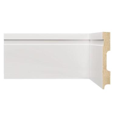Imagem de Kit Rodapé de MDF 10 Barras Frisadas de 12cm x 2,40m Rende 24 Metros Moldufama Branco