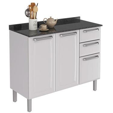 Imagem de Balcão De Cozinha Luce Em Aço 3 Portas E 2 Gavetas Itatiaia Branco Neve