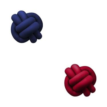 Imagem de Almofadas De Nó 28cm x 28cm Lindas Decorativas Sala Sofá Cama Cores (AZUL MARINHO E MARSALA)