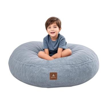 Imagem de Wonder Space Cadeira Bean Bag – Enchimento de espuma macia | Capa removível e lavável | Tecido de pelúcia ultramacio - Almofada minimalista para crianças e adultos, jogos, leitura e relaxamento, cinza