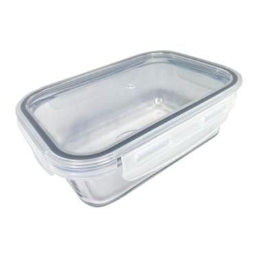 Imagem de Pote Vidro Hermético Marmita Mantimentos Cinza Tampa 640ml