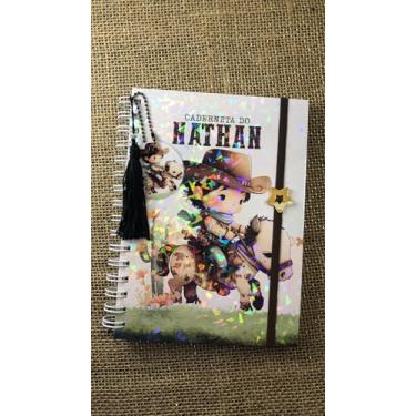 Imagem de Caderneta de Saúde Infantil Personalizada, Tema Meu Pequeno Cowboy, Capa Holográfica, A5, com Chaveiro e Pingente