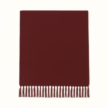 Imagem de Capas de Almofadas Bordo (Capas/Manta) Rustica Artesanal Algodão Sofa Cama Tiras Boho Chic(a capa não contém enchimento)(1 Manta Grande Vinho/Bordo)