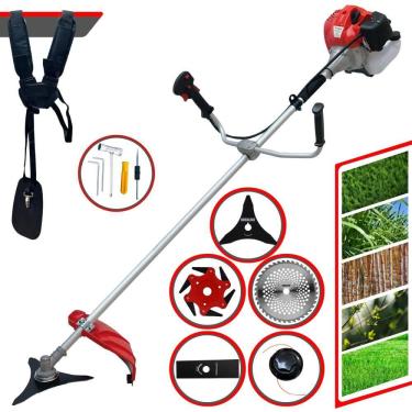 Imagem de Roçadeira Completa À Gasolina Anmax CG430P-TB 2HP 43cc 9.000rpm Com Carretel e Lâmina 2 Pontas + Faca 3 Pontas, 6 Pontas e Disco Circular 40 Dentes