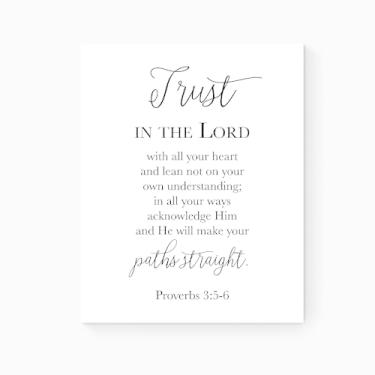Imagem de Trust In The Lord With Your Heart | Provérbios 3:5-6 | Arte das Escrituras | Versículo da Bíblia Cristã | Novo Testamento | Cristianismo | Religioso | Inspirador | Decoração de Casa de Fé | Impressão