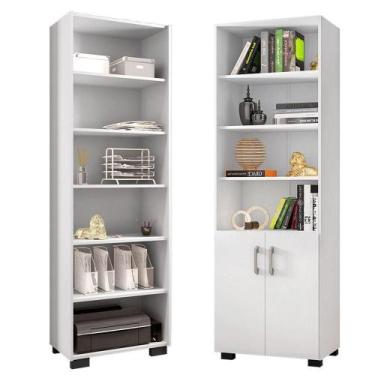 Imagem de Kit Livreiro 2 Portas Pequenas Livreiro 5 Prateleiras Office Branco - 