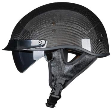 Imagem de VCOROS Capacete de motocicleta Crusie de fibra de carbono com face aberta, Gloss Black, XX-Large