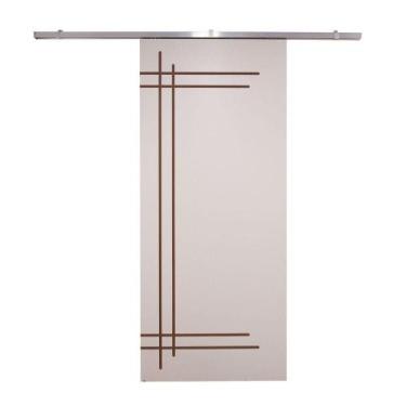 Imagem de Porta De Correr Branco Prime Frisada Kit Alumínio F05 - 210x100 - Vani