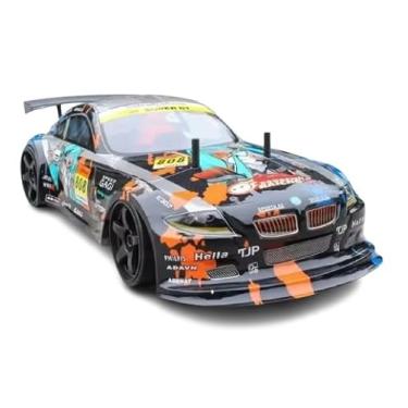 Imagem de Carro de Controle Remoto 4WD, 1:10, Alta Velocidade 70km/h, 46cm, Modelo Esportivo Drift, Azul e Laranja