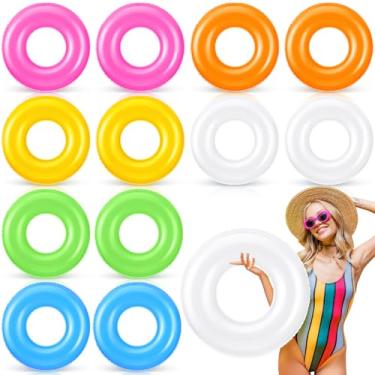 Imagem de Gemscream 6 peças de flutuadores infláveis pequenos para piscina, 50 cm, boias de piscina, tubo inflável colorido para adultos, férias de verão, praia, rio, despedida de solteira, artigos de festa de